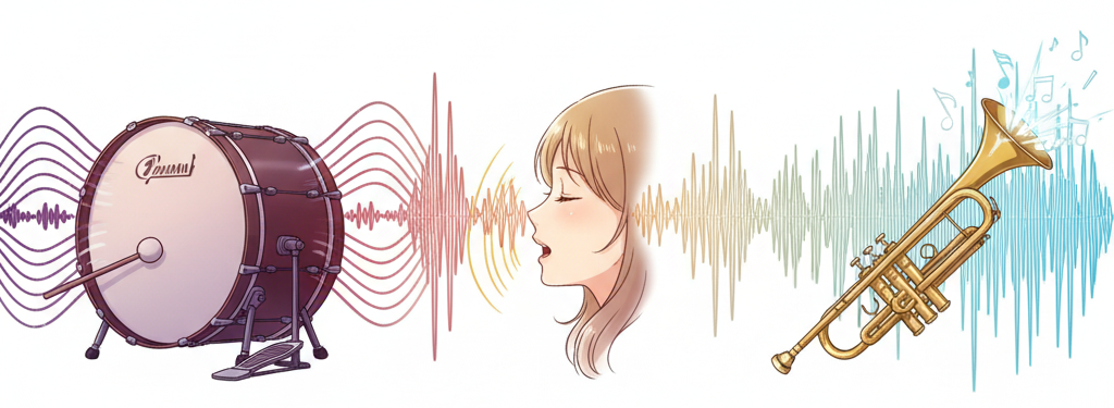 再生周波数帯域の説明イラスト